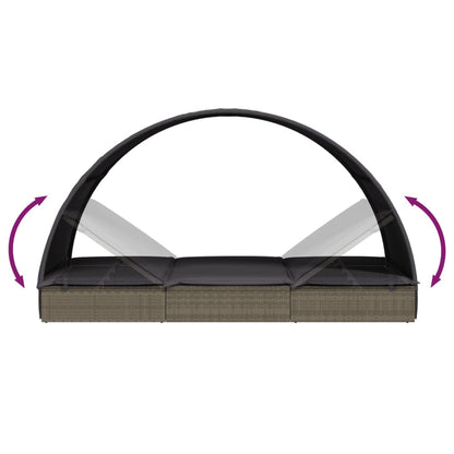 Ležaljka za 2 osobe s krovom siva 211x112x140 poliratan