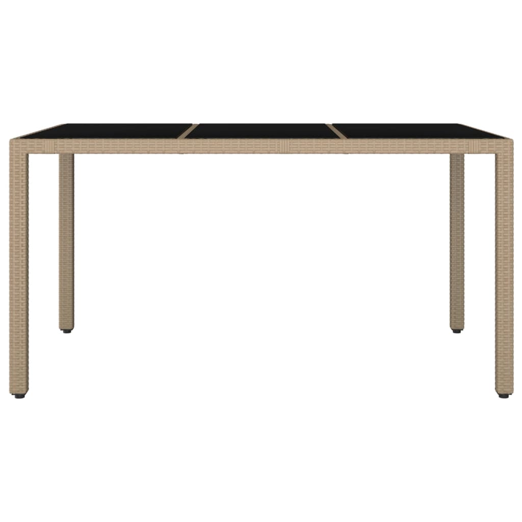 Gartentisch mit Glasplatte Beige Poly Rattan & Hartglas