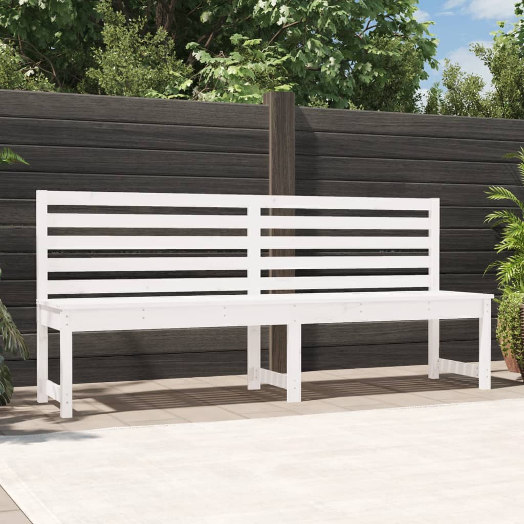 Garden bench white 201.5 cm solid pine