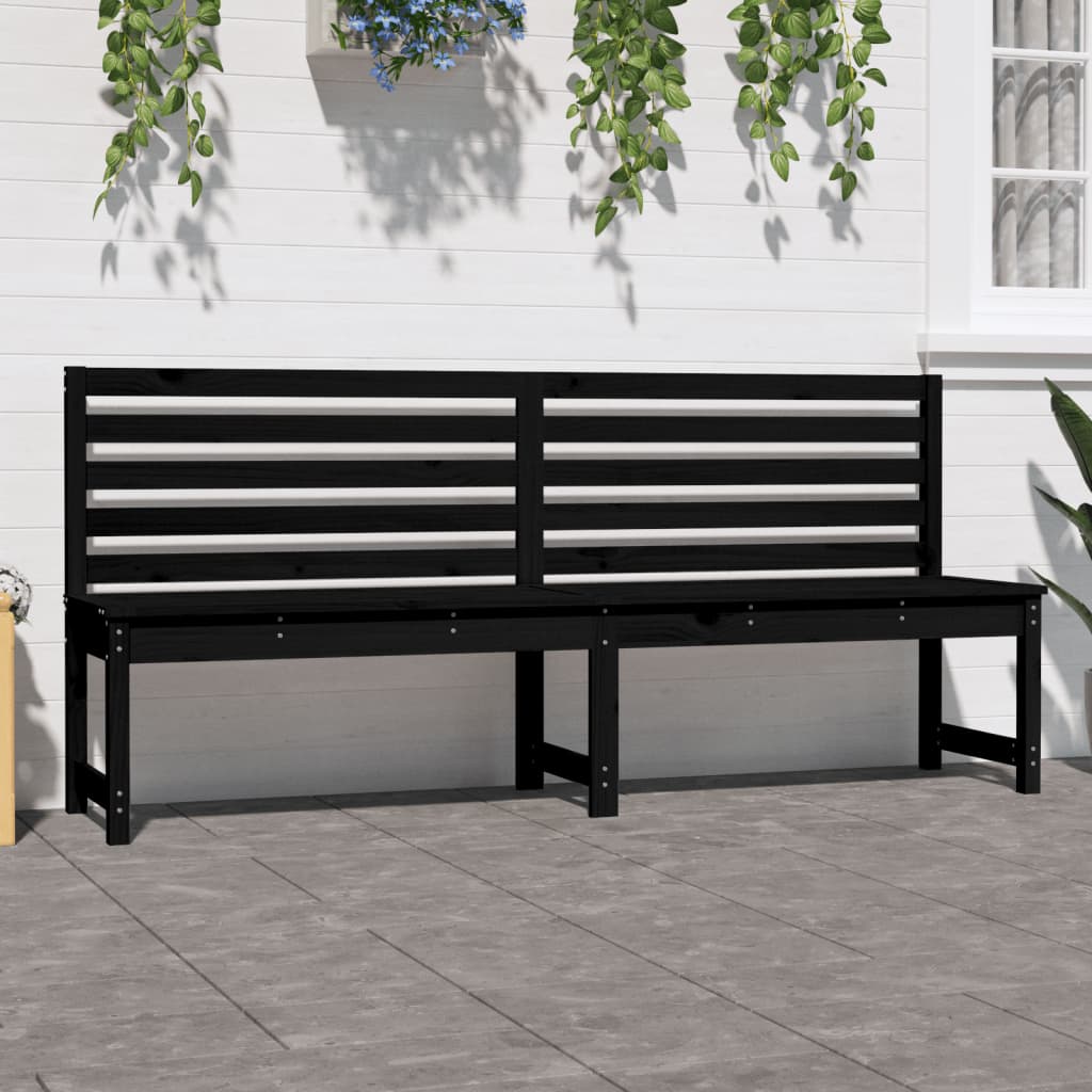 Garden bench black 201.5 cm solid pine