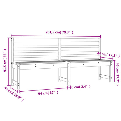 Garden bench black 201.5 cm solid pine