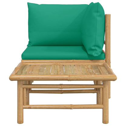 2-piece garden lounge set with green cushions bamboo