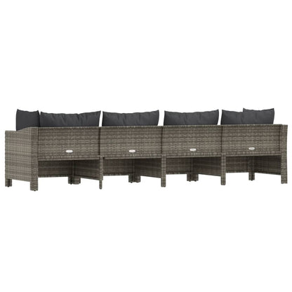 4-piece garden lounge set with cushions grey poly rattan
