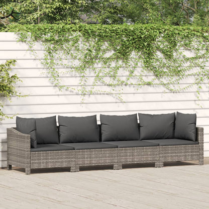 4-piece garden lounge set with cushions grey poly rattan