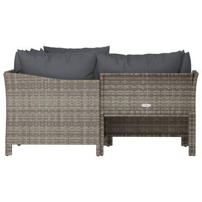 4-piece garden lounge set with cushions grey poly rattan