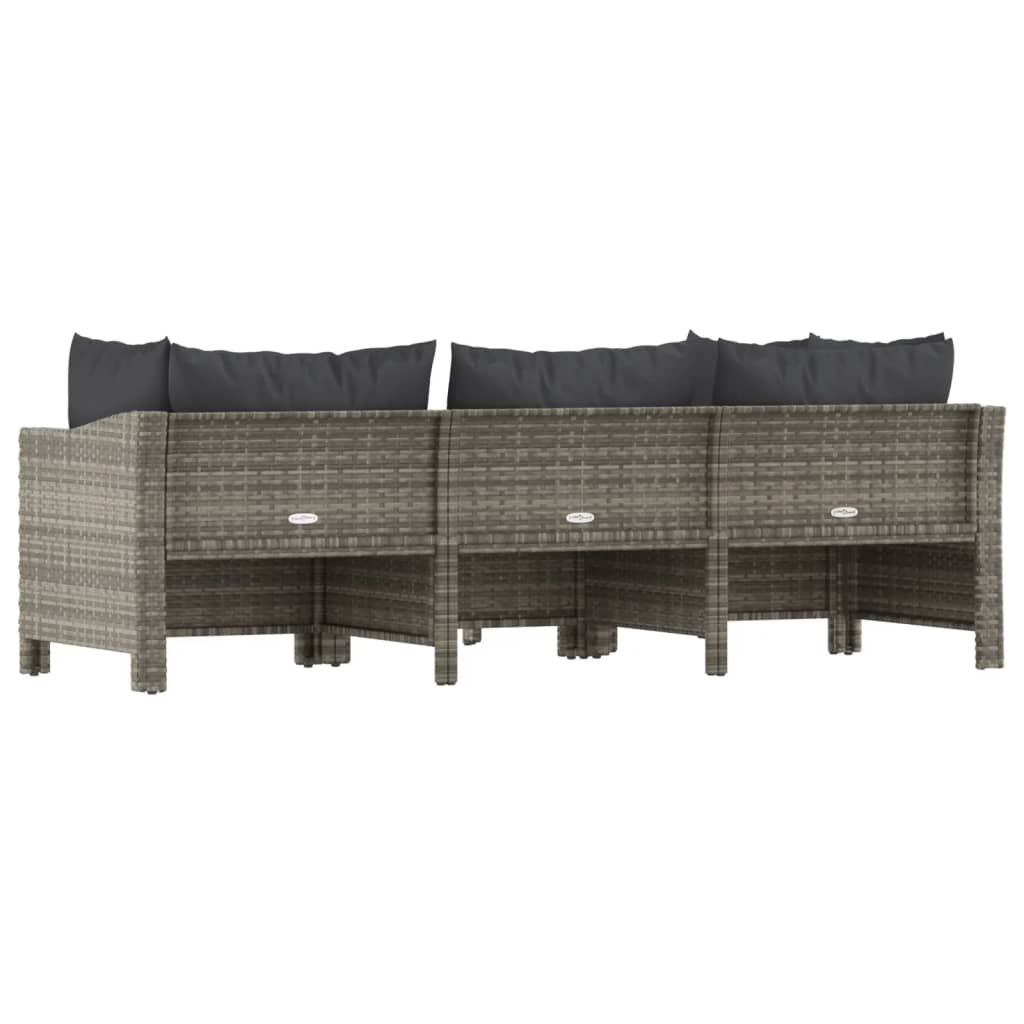4-piece garden lounge set with cushions grey poly rattan