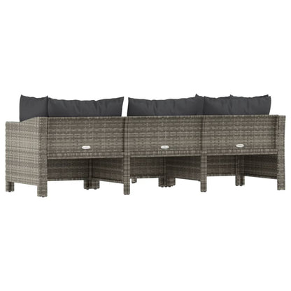 4-piece garden lounge set with cushions grey poly rattan
