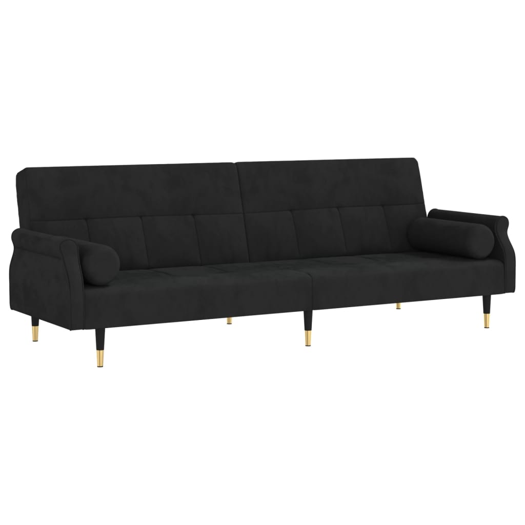Schlafsofa mit Kissen Schwarz Samt