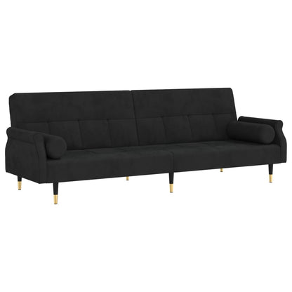 Schlafsofa mit Kissen Schwarz Samt