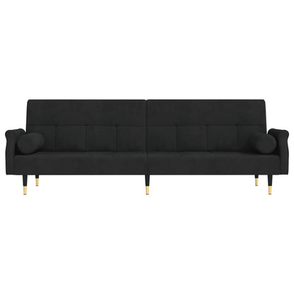 Schlafsofa mit Kissen Schwarz Samt