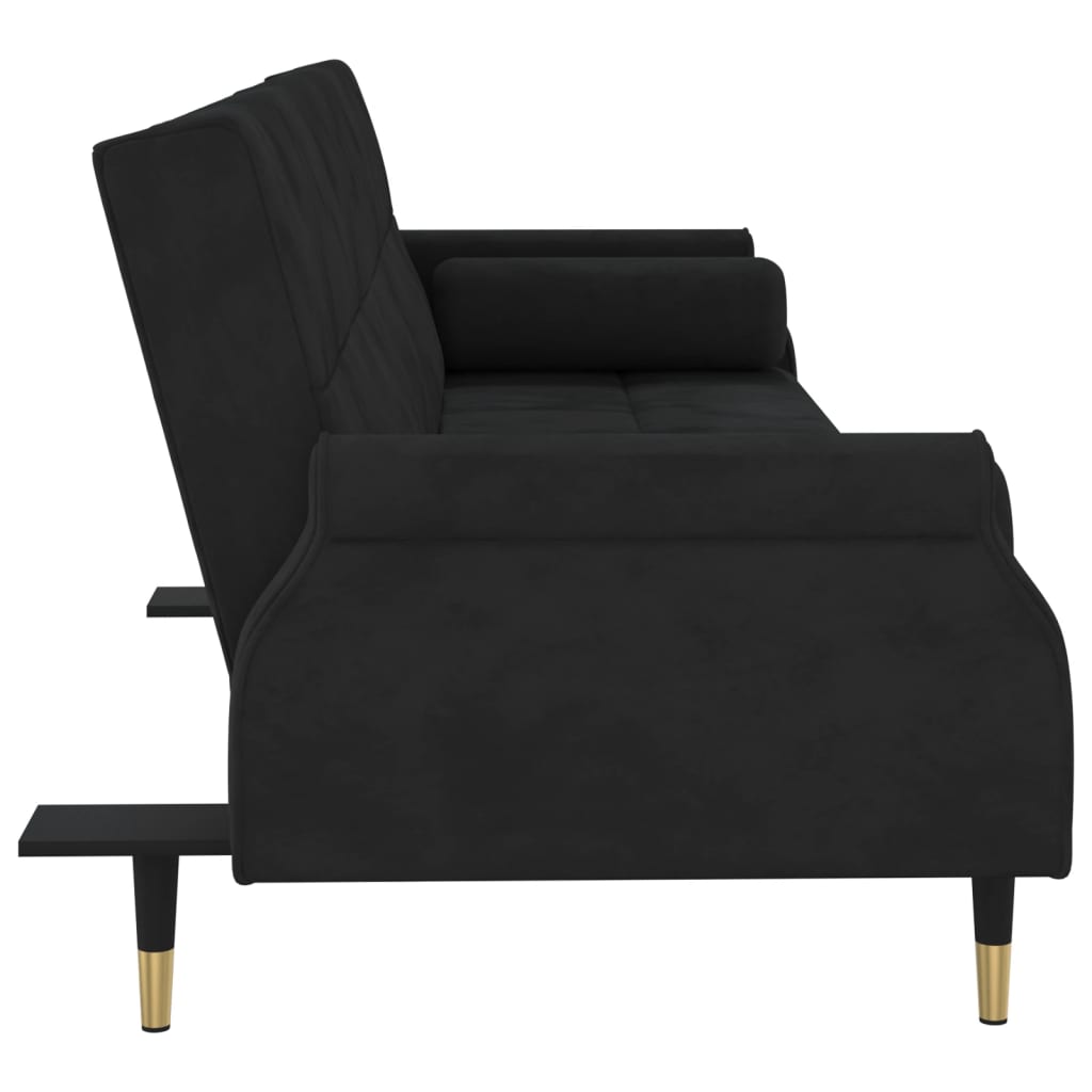 Schlafsofa mit Kissen Schwarz Samt