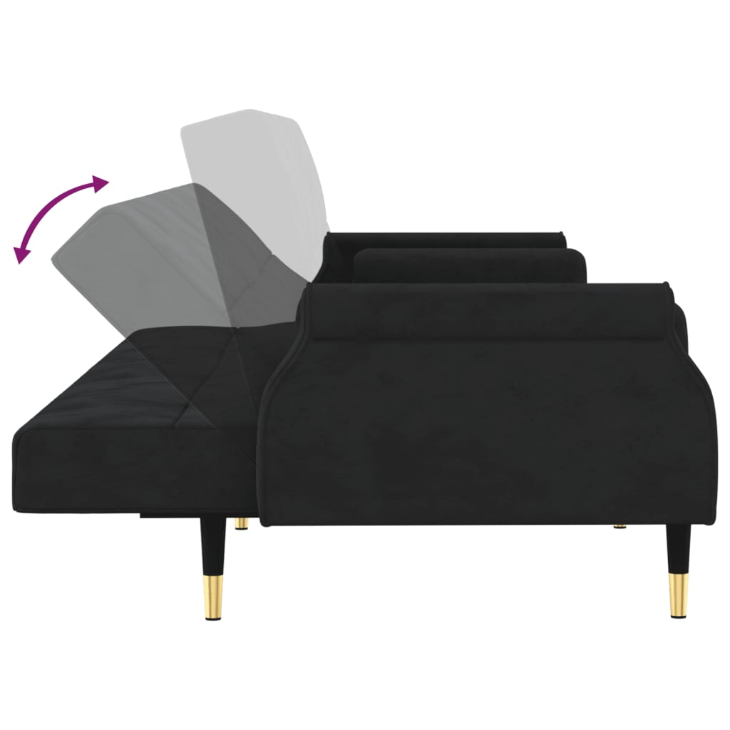 Schlafsofa mit Kissen Schwarz Samt