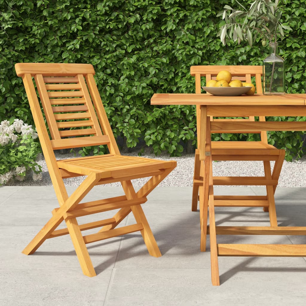 Gartenstühle 2 Stk. Klappbar 47x63x90 cm Massivholz Teak