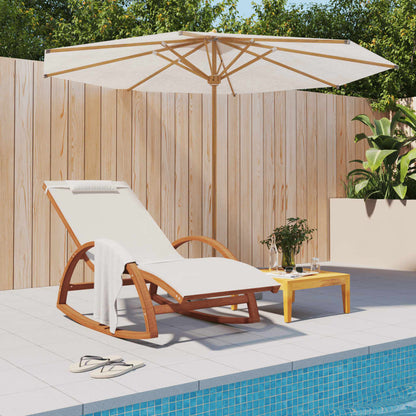 Rocking chair white textilene and solid poplar wood