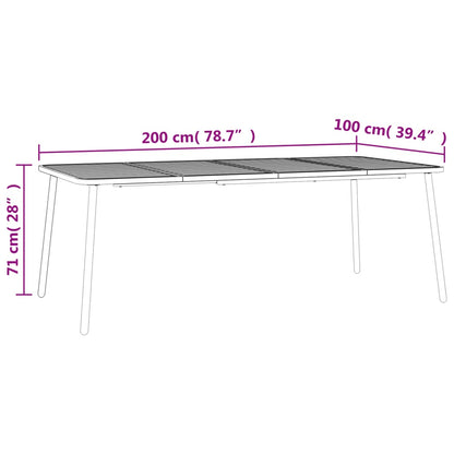 Garden table anthracite 200x100x71 cm steel