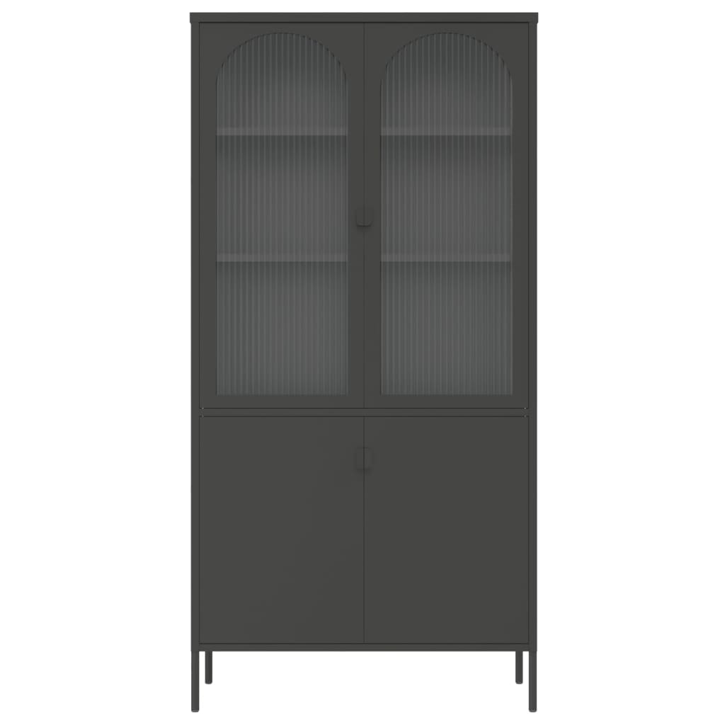 Highboard Schwarz 90x40x180 cm Glas und Stahl