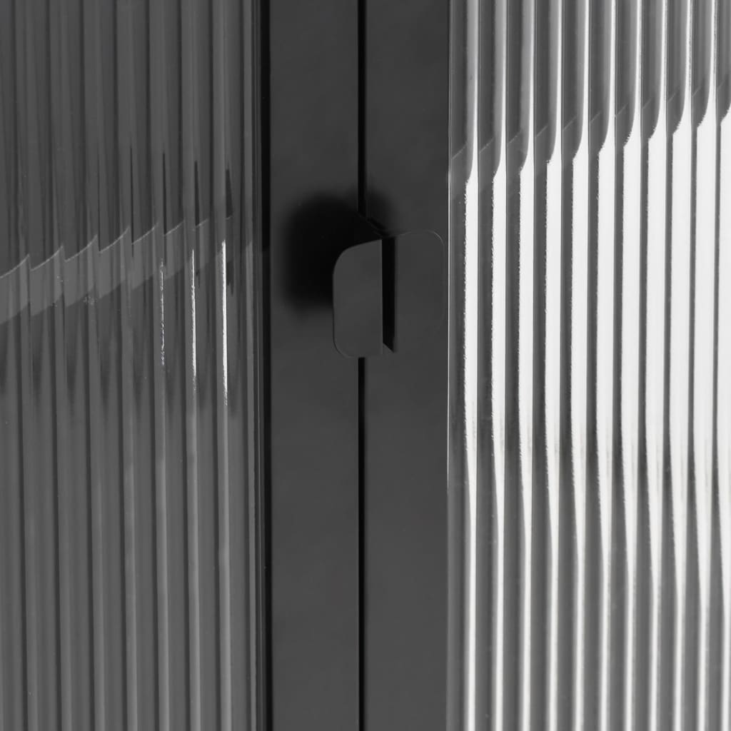 Highboard Schwarz 90x40x180 cm Glas und Stahl