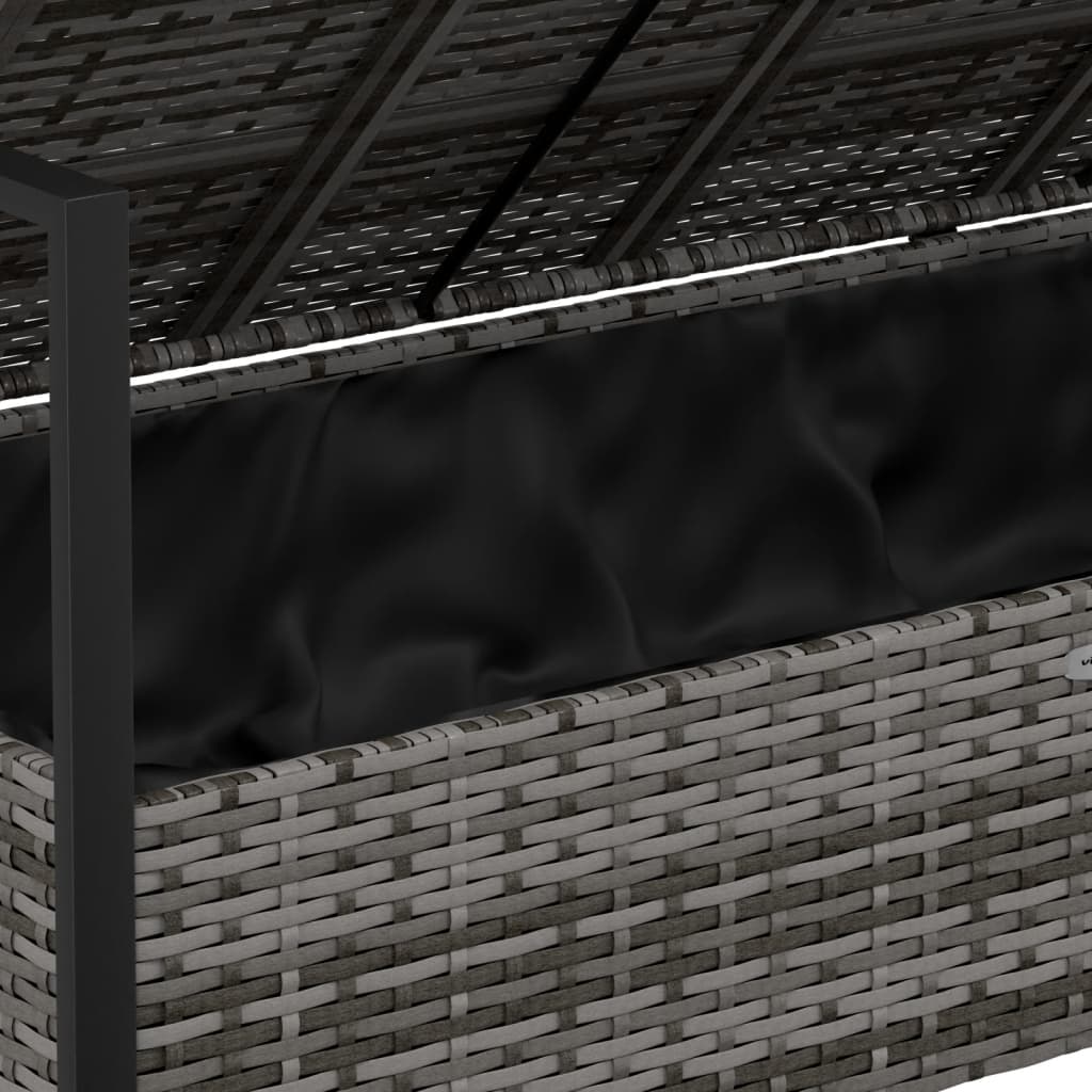 Garden bench 2-seater with cushion grey poly rattan