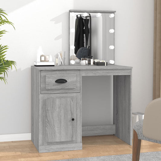 Dressing table with LEDs Grey Sonoma 90x50x132,5 cm wood material