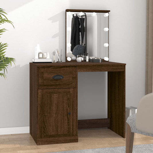 Dressing table with LEDs brown oak 90x50x132,5 cm wood material