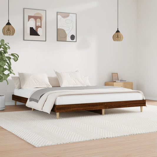 Bed frame brown oak look 200x200 cm wood material