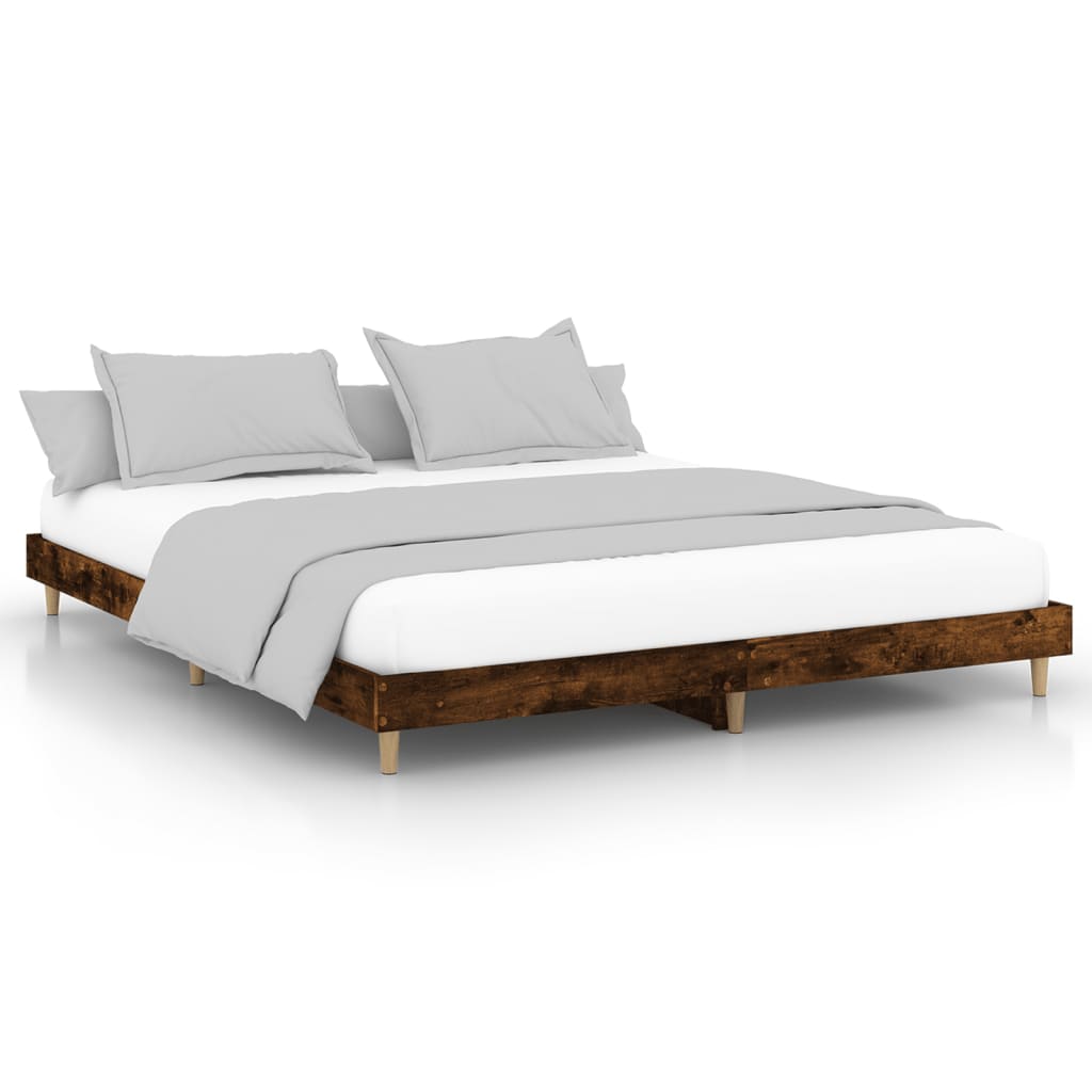 Bed frame smoked oak 160x200 cm wood material