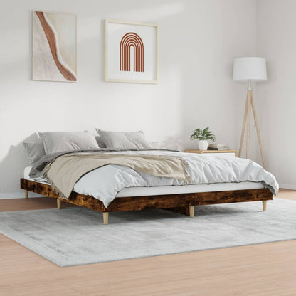 Bed frame smoked oak 160x200 cm wood material