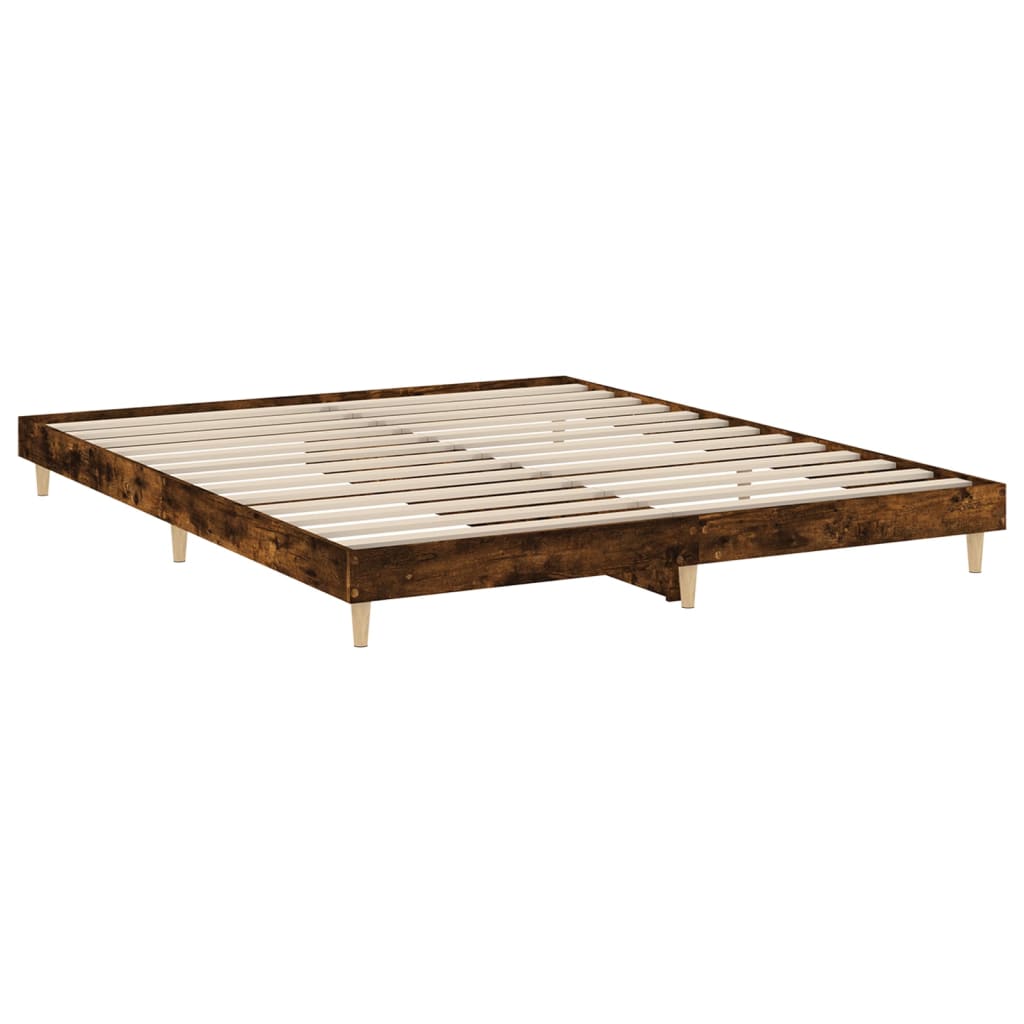 Bed frame smoked oak 160x200 cm wood material