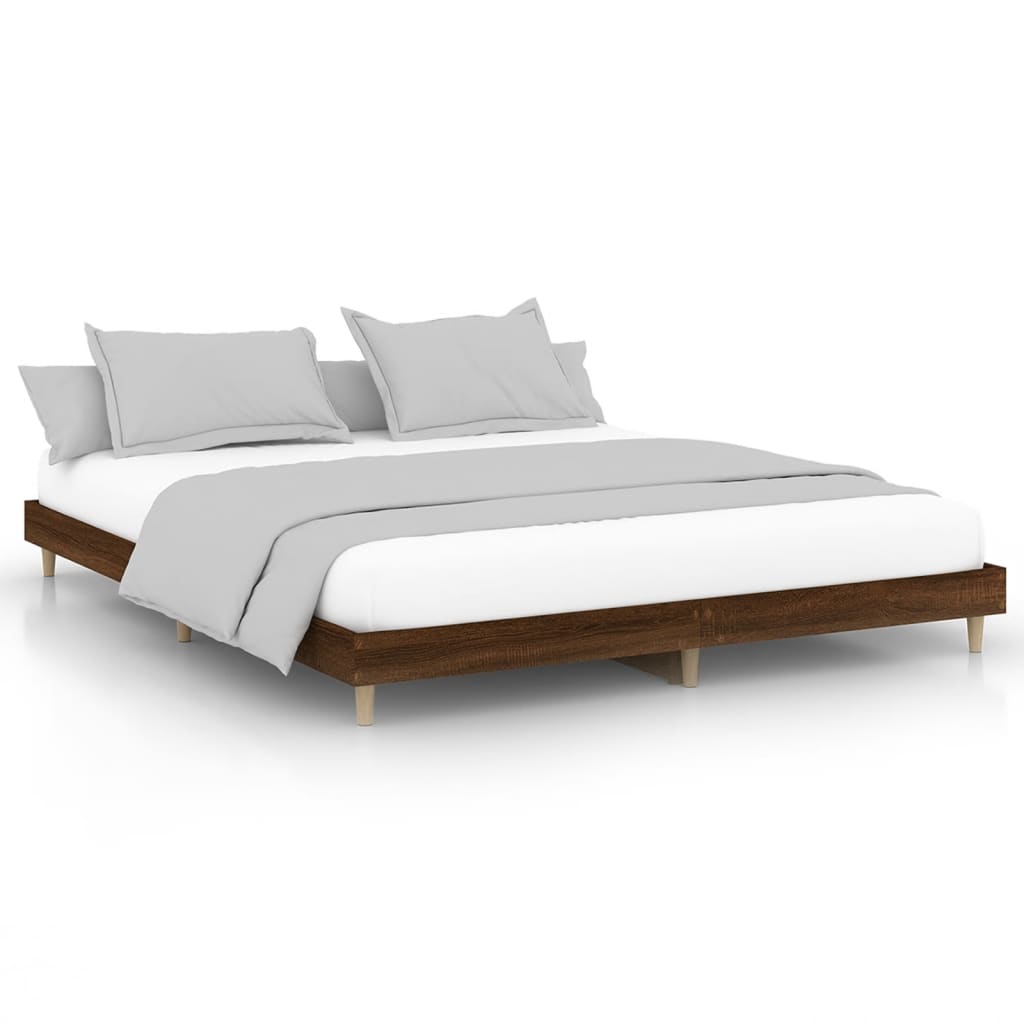 Bed frame brown oak look 160x200 cm wood material