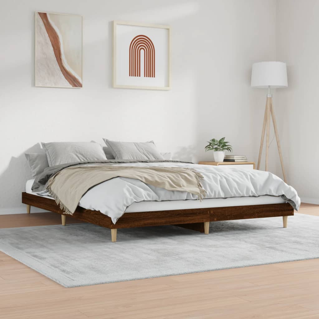 Bed frame brown oak look 160x200 cm wood material