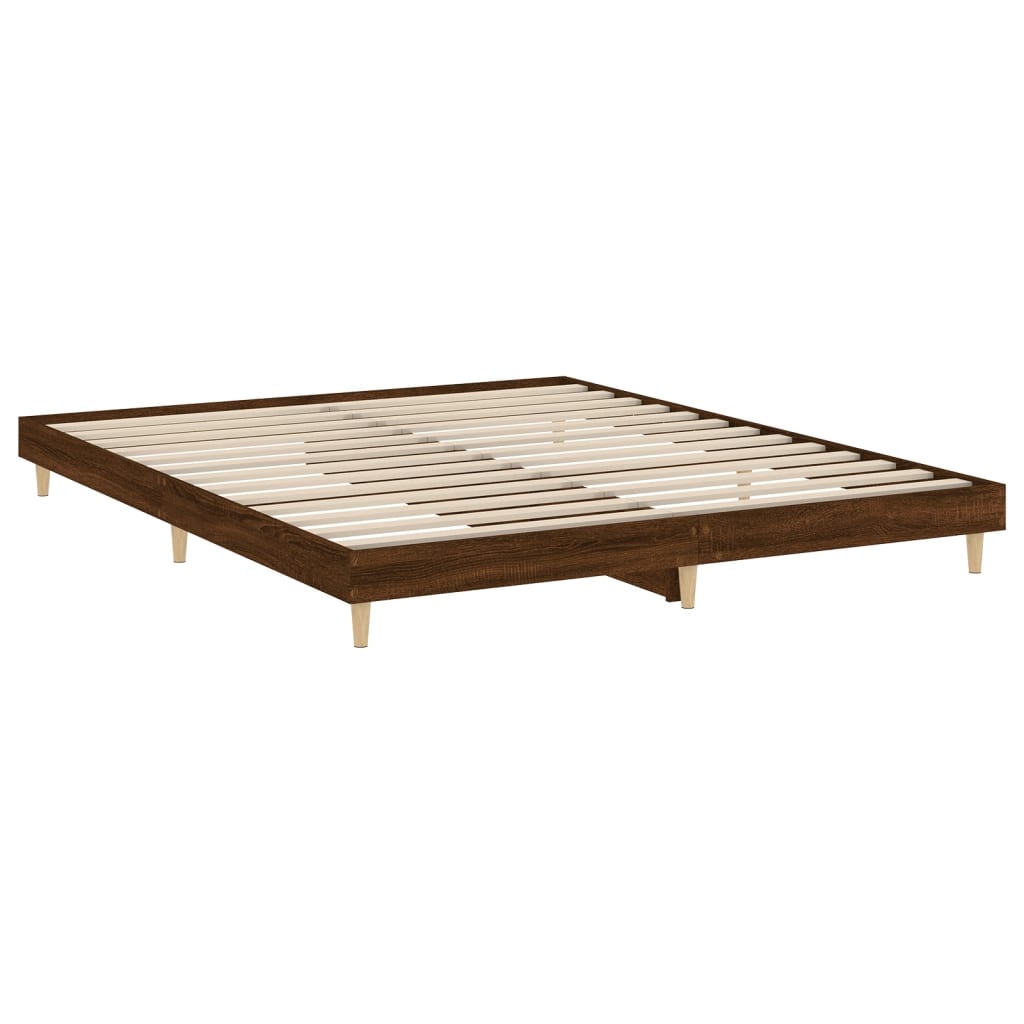 Bed frame brown oak look 160x200 cm wood material