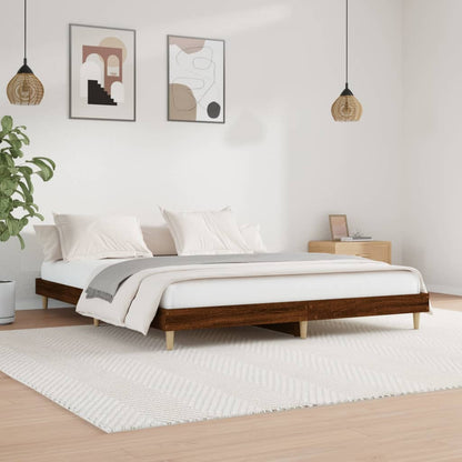Bed frame brown oak look 160x200 cm wood material