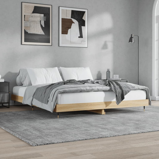Bed frame Sonoma oak 200x200 cm wood material