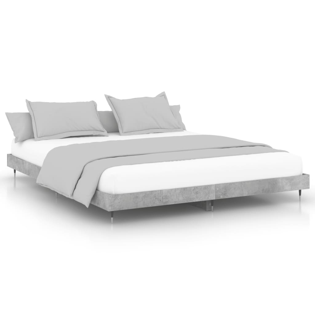 Bed frame concrete grey 200x200 cm wood material