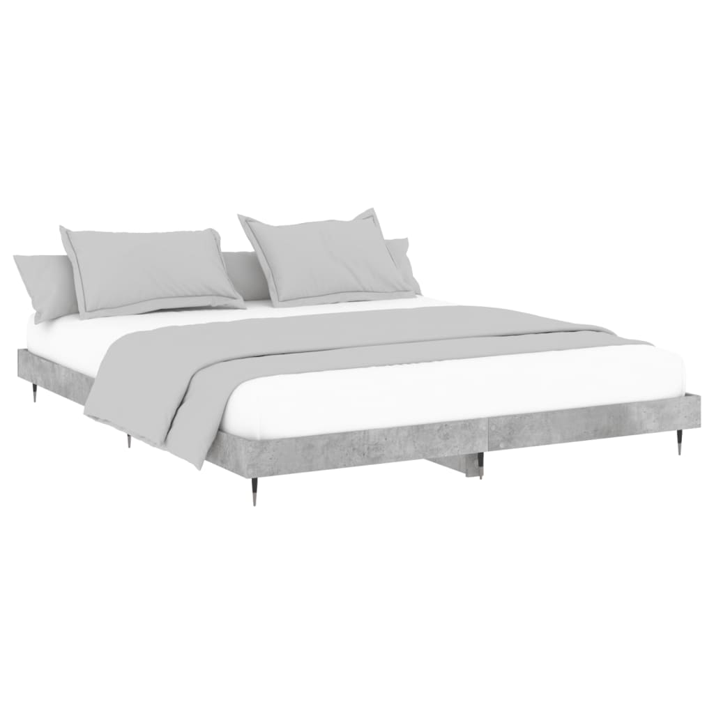 Bed frame concrete grey 200x200 cm wood material