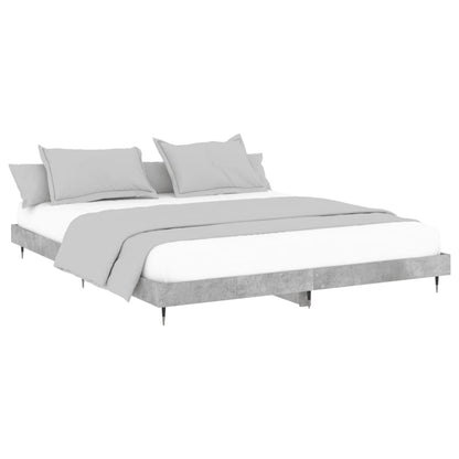 Bed frame concrete grey 200x200 cm wood material
