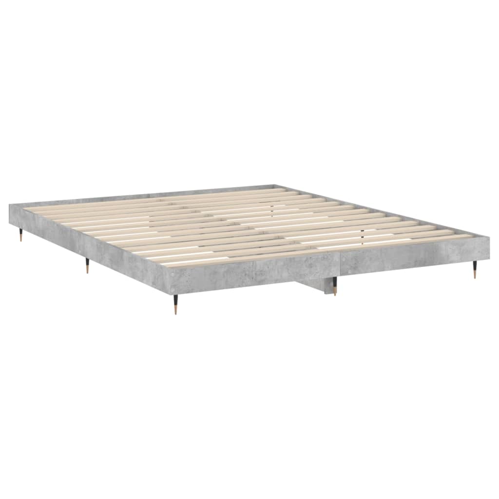Bed frame concrete grey 200x200 cm wood material