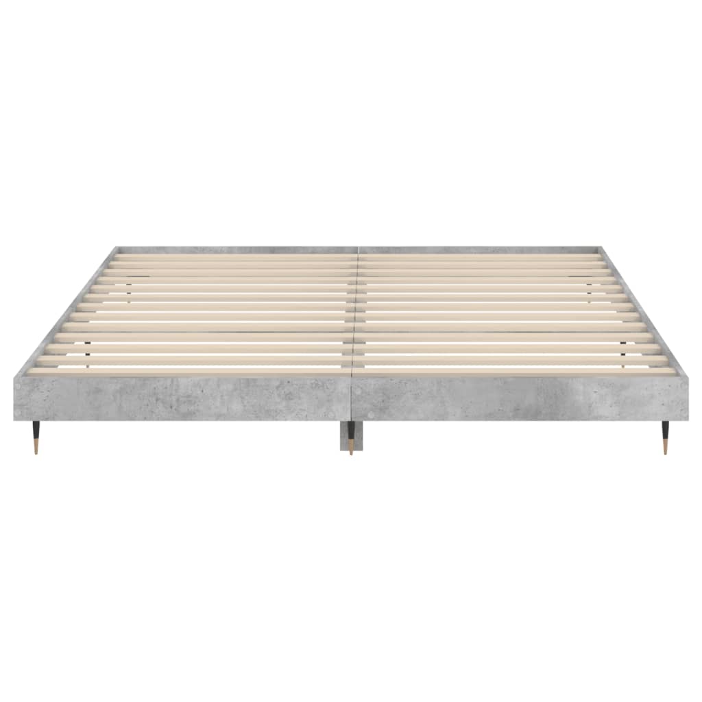 Bed frame concrete grey 200x200 cm wood material