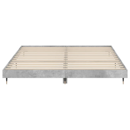 Bed frame concrete grey 200x200 cm wood material