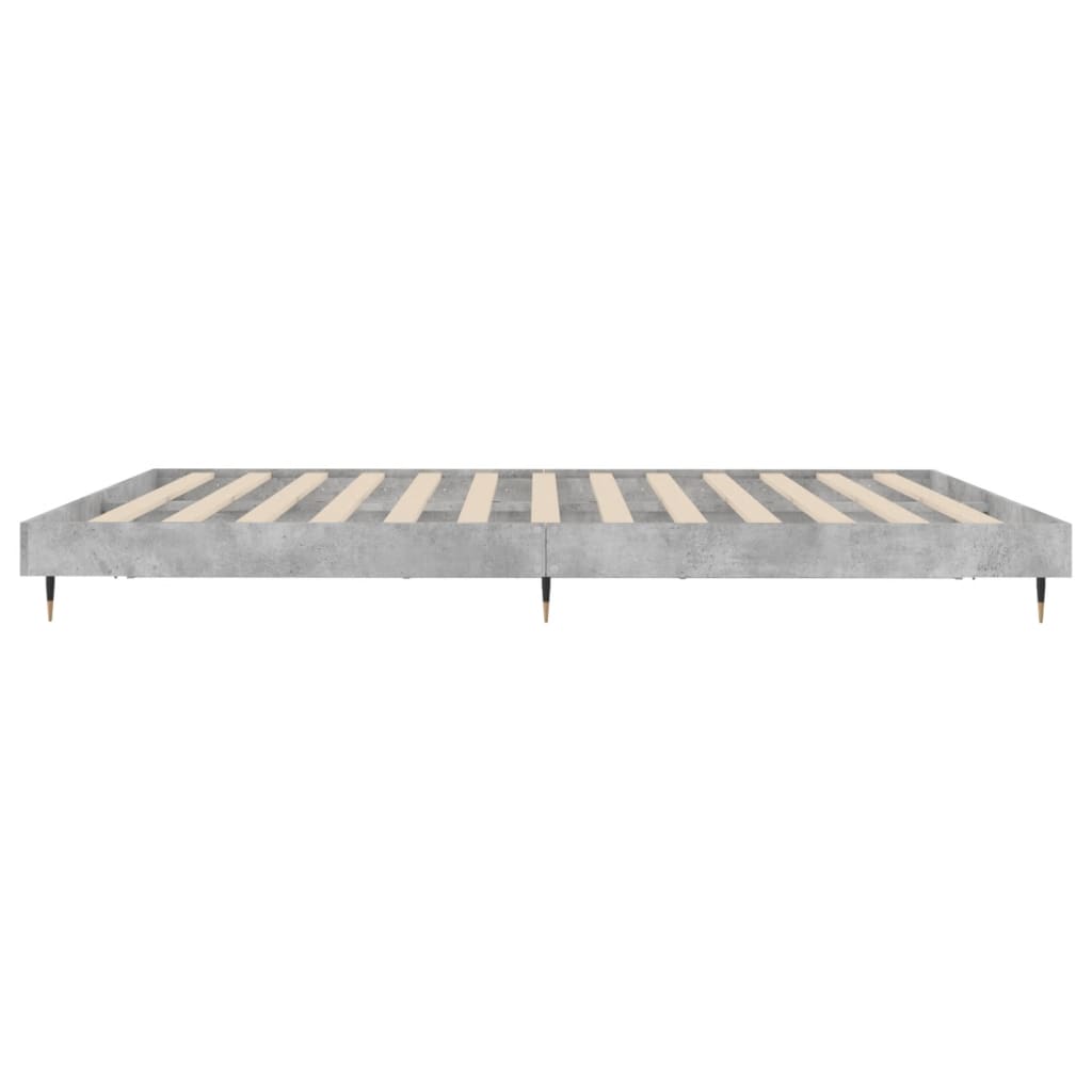 Bed frame concrete grey 200x200 cm wood material