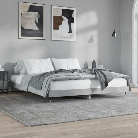 Bed frame concrete grey 200x200 cm wood material
