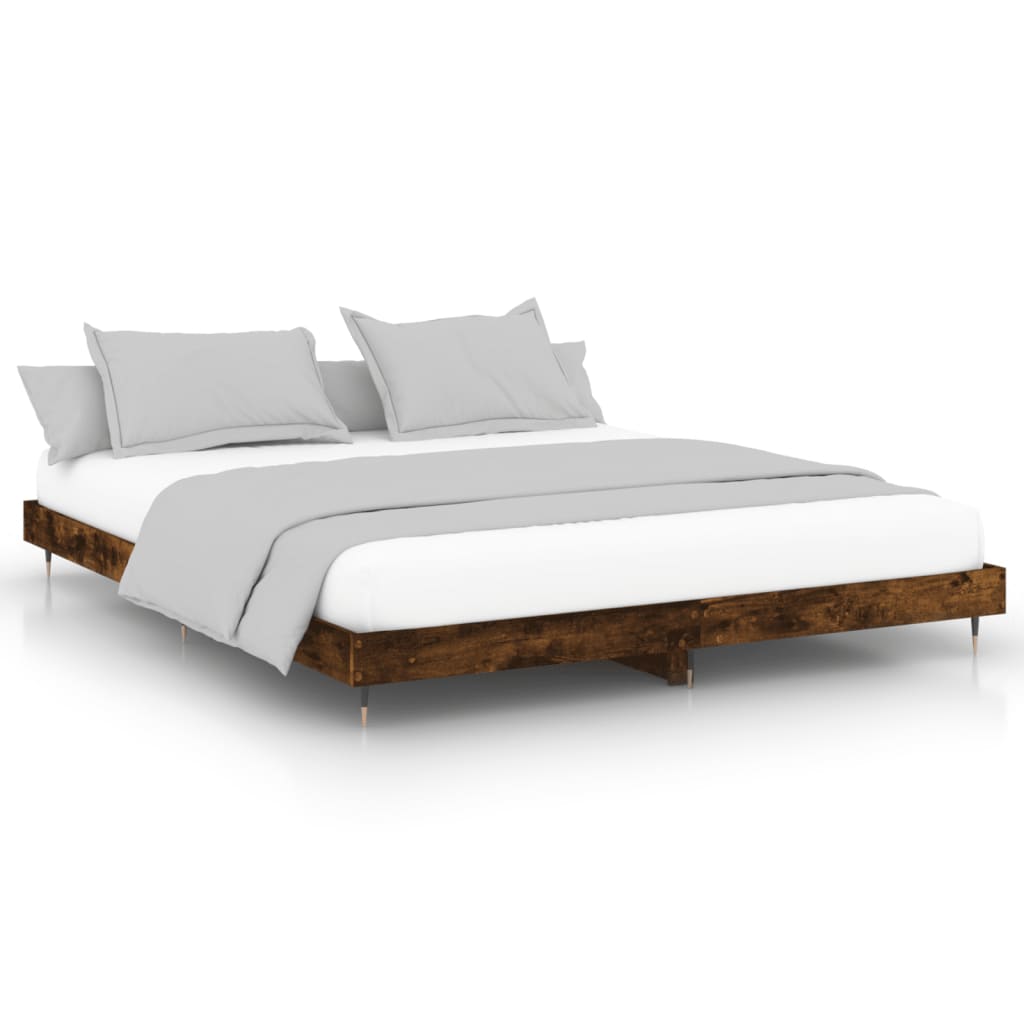 Bed frame smoked oak 200x200 cm wood material