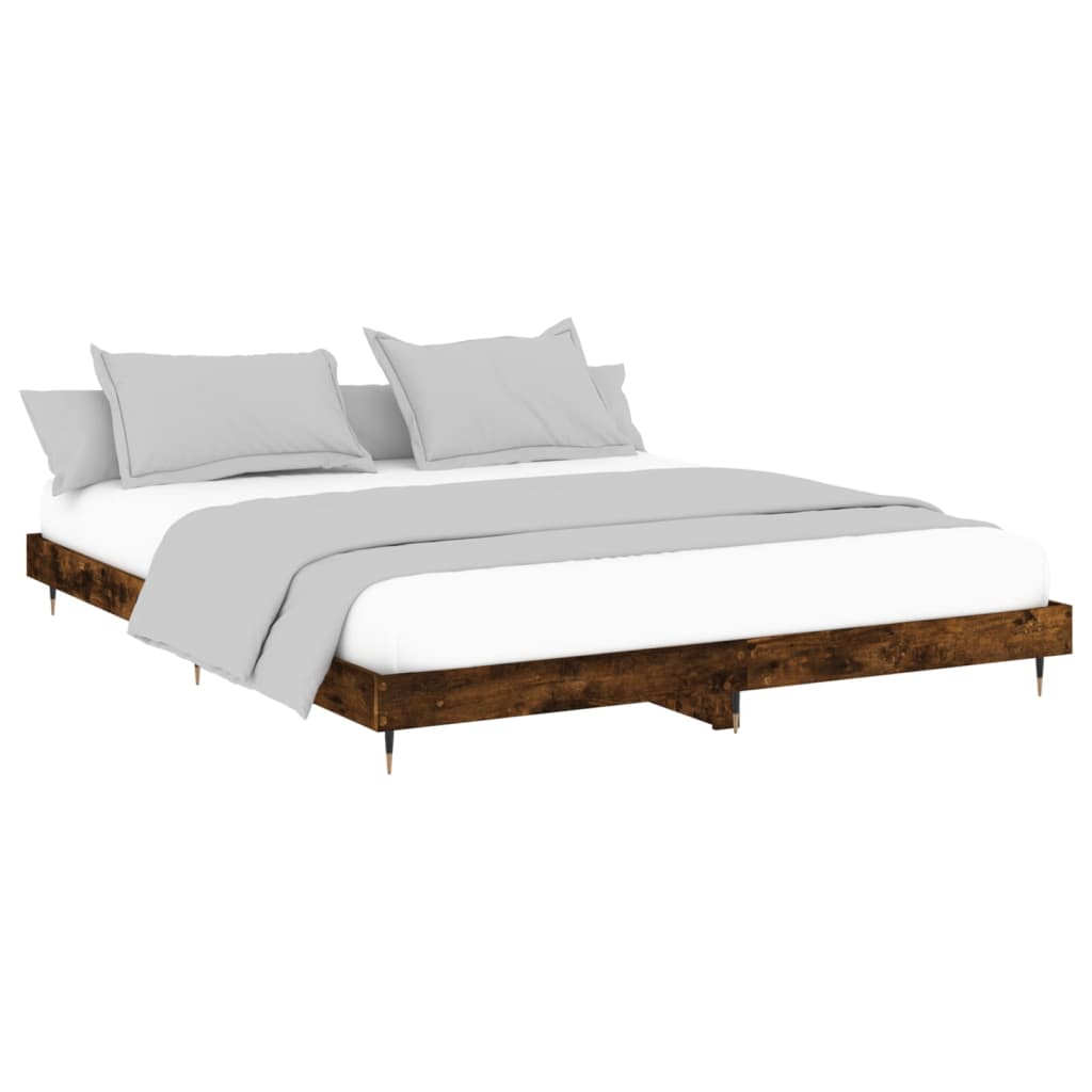 Bed frame smoked oak 200x200 cm wood material
