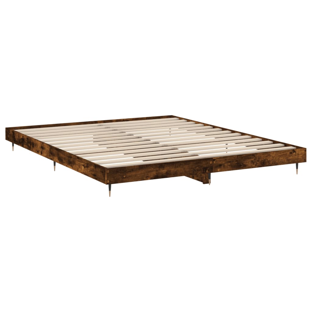 Bed frame smoked oak 200x200 cm wood material