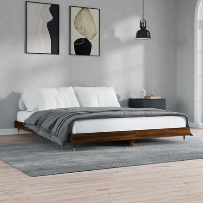 Bed frame brown oak look 160x200 cm wood material