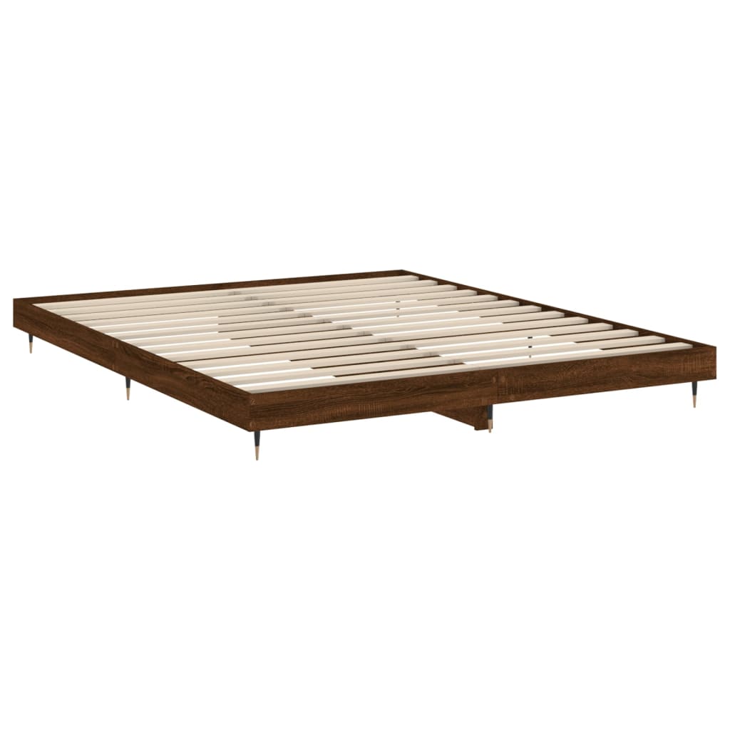 Bed frame brown oak look 160x200 cm wood material