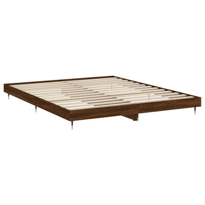 Bed frame brown oak look 160x200 cm wood material