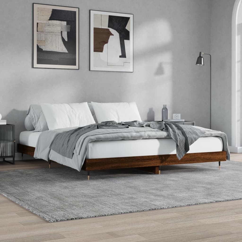 Bed frame brown oak look 160x200 cm wood material