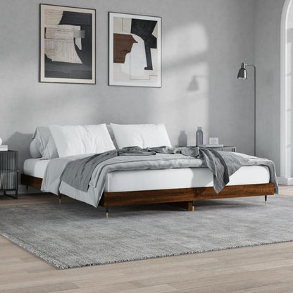Bed frame brown oak look 160x200 cm wood material