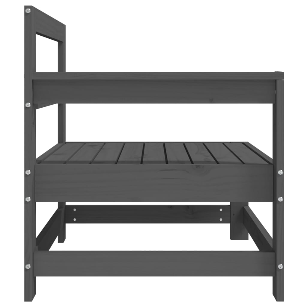 Garden corner sofas 2 pcs. Grey solid pine